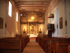 Mission San Miguel interior with murals