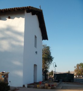 Mission San Miguel restoration at twilight